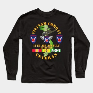 Vietnam Combat Air Assault Veteran w 11th Air Aslt Div SSI V1 Long Sleeve T-Shirt